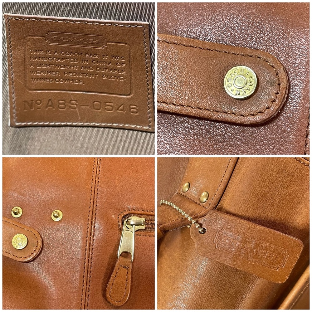 VINTAGE 90s Coach Turnlock Briefcase A8S-0546, British Tan, Brass Hardware - Picture 6 of 16